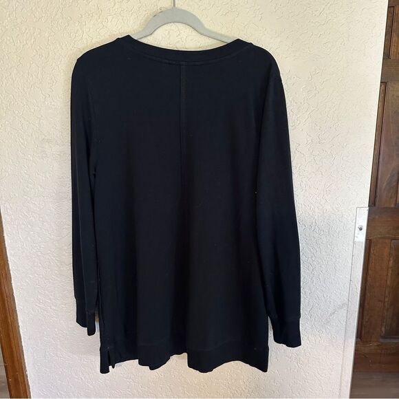 Soft Surroundings Black V Neck Long Sleeve‎ Sweatshirt LARGE - Picture 7 of 10